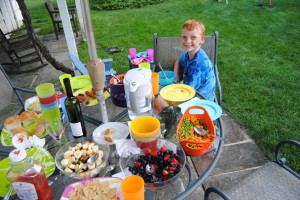 Berry Salad and Fruit Cup during a barbecue