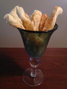 One way to serve the bread sticks