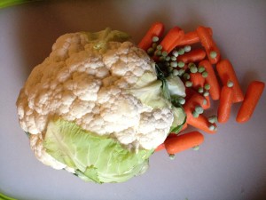 cauliflower peas carrots