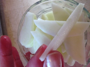 Thin slices of apple