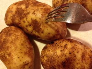 Piercing the potatoes