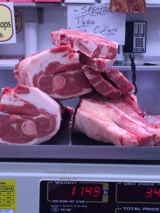 Weighing the meat at Baincardi Meats