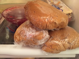 Gingerbread dough chilling out in the fridge!